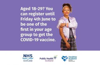 Aged 18-29? You can register until Friday 4th June to be one of the first in your age group to get the COVID-19 vaccine.