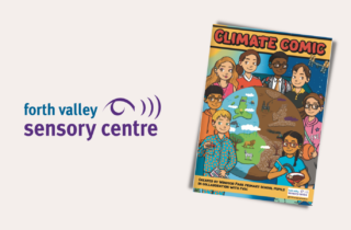 Front cover of the accessible Climate Comic, produced by Forth Valley Sensory Centre and pupils at Windsor Park School
